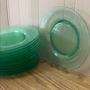 Set of 11 green plates